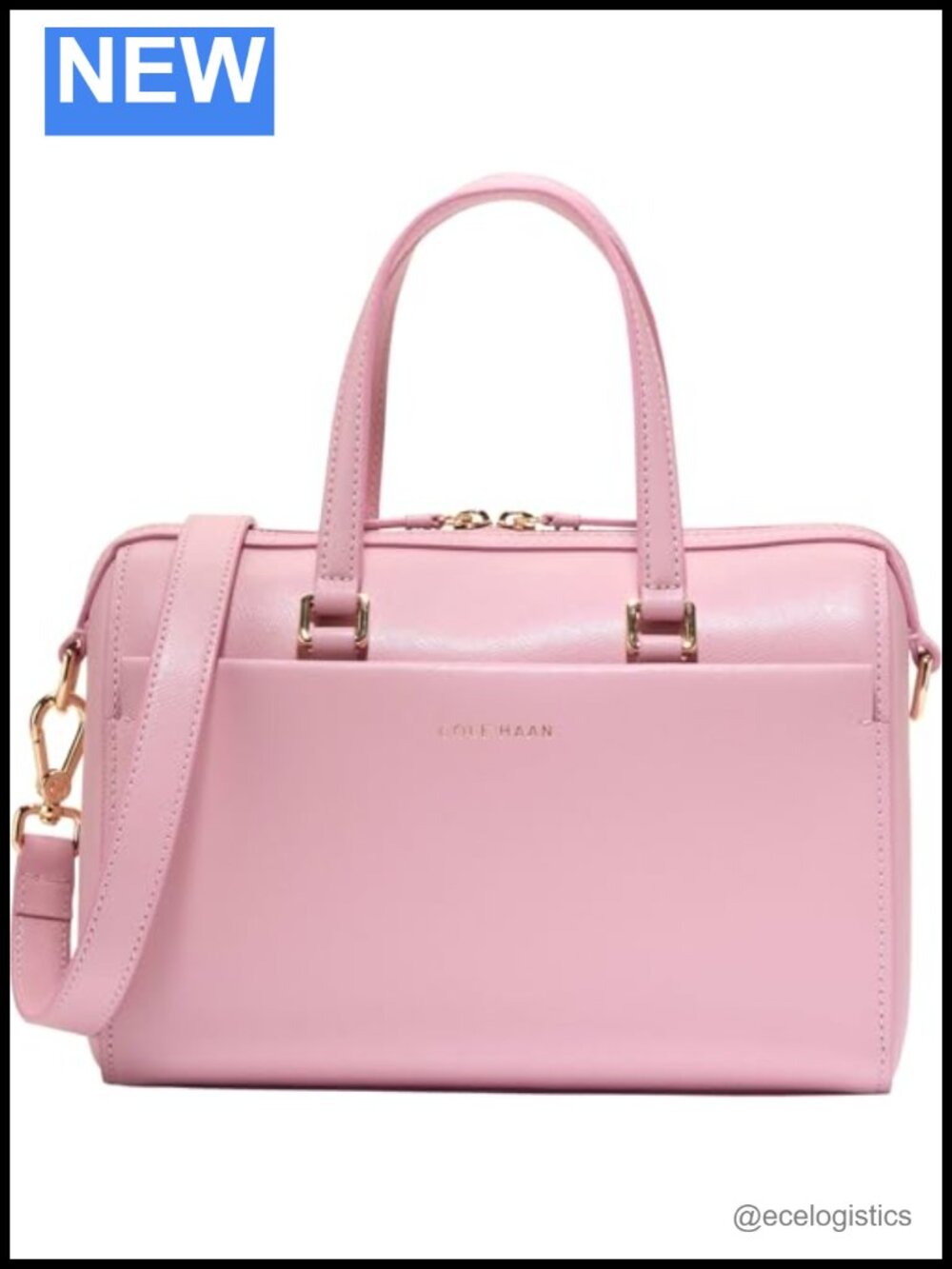 Saffiano Leather Satchel Crossbody Bag with Double Zip Closure